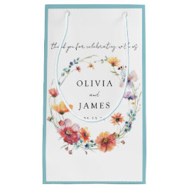 Sacola Para Presentes Pequena Wildflower Floral Wreath Casamento Obrigado A Favo