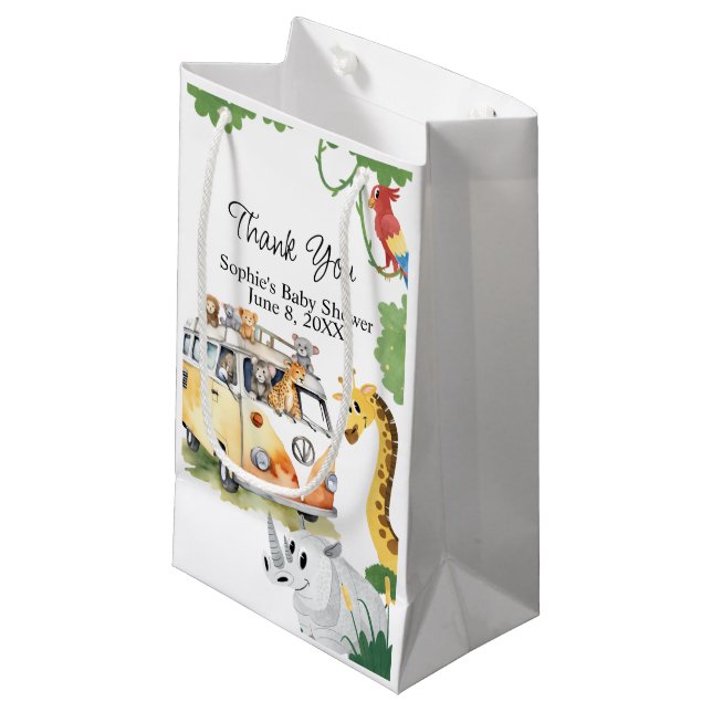 Sacola Para Presentes Pequena Wilels Safari Animal Camper Van Chá de fraldas (Frente inclinada)