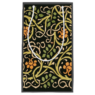 Sacola Para Presentes Pequena William Morris Black Floral Art Impressão Design