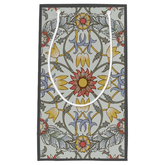 Sacola Para Presentes Pequena William Morris Floral Circle Flower Illustration (Frente)