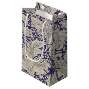 Sacola Para Presentes Pequena William Morris Wallflower Blue damask