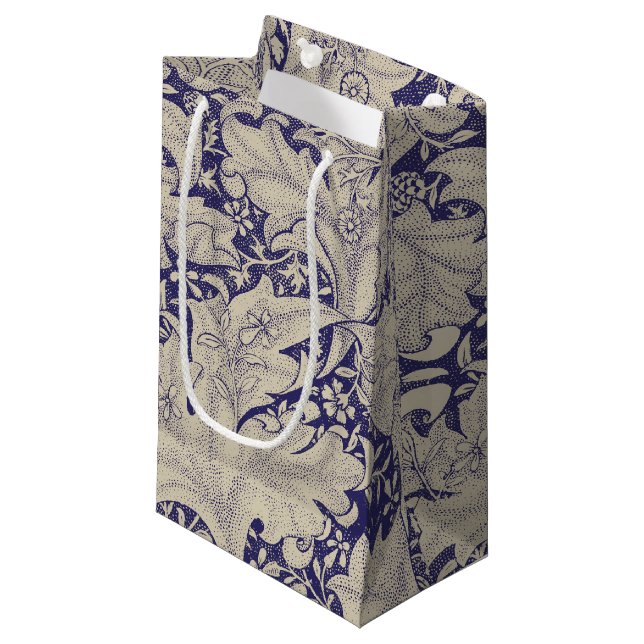 Sacola Para Presentes Pequena William Morris Wallflower Blue damask (Frente inclinada)