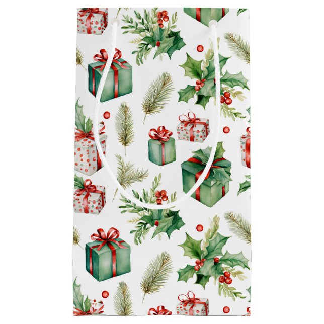 Sacola Para Presentes Pequena Winterberry e presente (Frente)