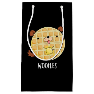 Sacola Para Presentes Pequena Woofles Funny Doggy Waffle Pun Dark BG