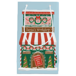 Sacola Para Presentes Pequena Workshop de Papais noeis Ilustrados no Natal