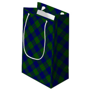 Sacola Para Presentes Pequena Xadrez azul-tartan-de-clã-barro