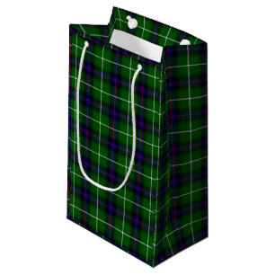 Sacola Para Presentes Pequena Xadrez azul verde MacDonald tartan