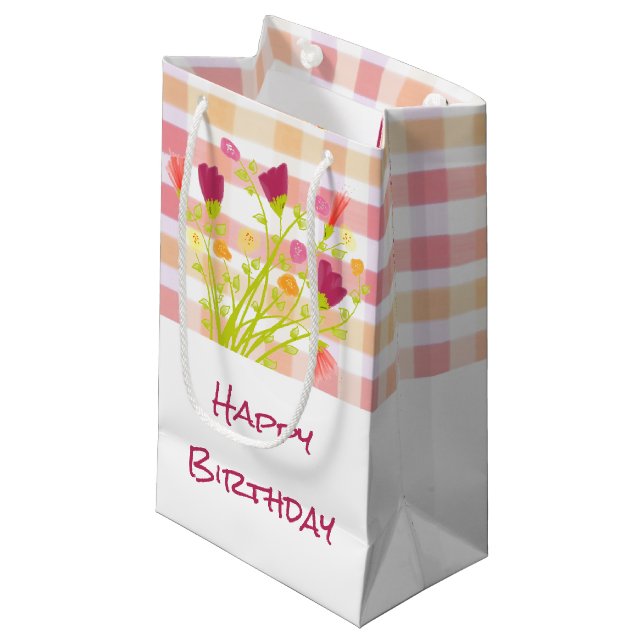 Sacola Para Presentes Pequena Xadrez bonito e bolsa de presentes de papel pequen (Frente inclinada)