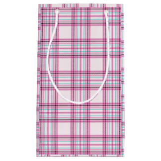 Sacola Para Presentes Pequena Xadrez de menta-Peppermenta Rosa Pequena Saco para