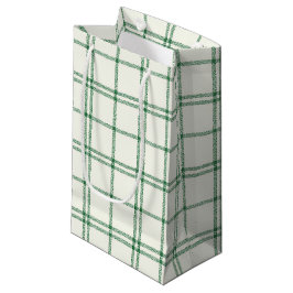 Sacola Para Presentes Pequena Xadrez de Natal Verde Claro