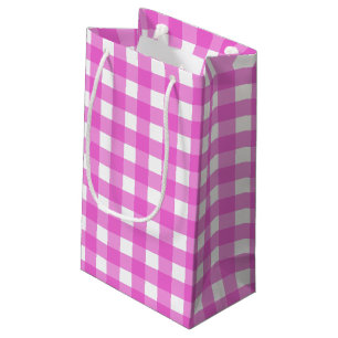 Sacola Para Presentes Pequena Xadrez rosa