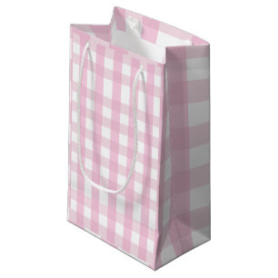 Sacola Para Presentes Pequena Xadrez Rosa Coquette