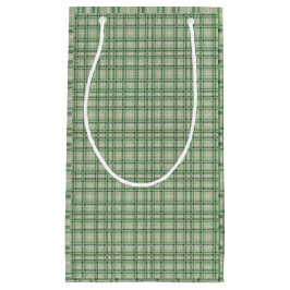 Sacola Para Presentes Pequena Xadrez verde da floresta