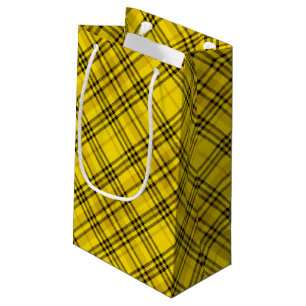 Sacola Para Presentes Pequena Xadrez VERIFICADA NEGRA AMARELO DE WRAP DE PRESENT