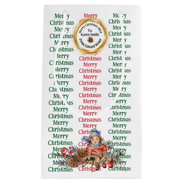 SACOLA PARA PRESENTES PEQUENA XMAS GIF BAG (Frente)