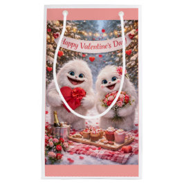 Sacola Para Presentes Pequena Yeti Sasquatch Couple Valentine's Day Gift Bag