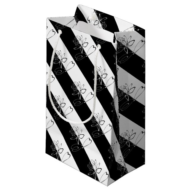 Sacola Para Presentes Pequena Yin Yang Black White Lotus Blossom (Frente inclinada)