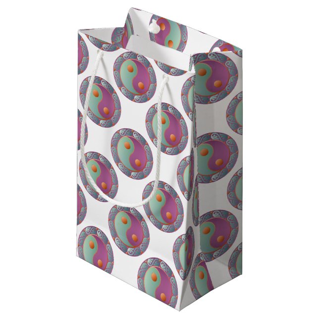 Sacola Para Presentes Pequena Yin Yang Medallion Violet Turquoise (Frente inclinada)