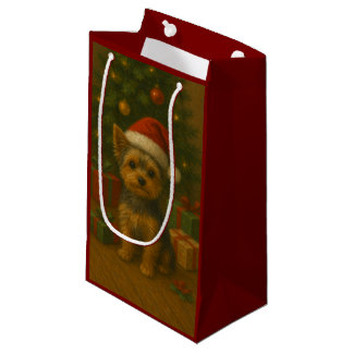 Sacola Para Presentes Pequena Yorkie de Natal