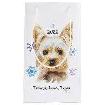 Yorkie Dog Snowflakes Texto personalizado Natal