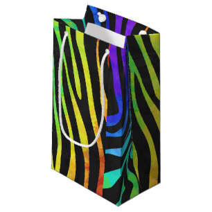 Sacola Para Presentes Pequena Zebra Black e Rainbow Impressão