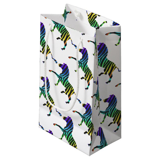 Sacola Para Presentes Pequena Zebra Black e Rainbow Silhouette (Frente inclinada)