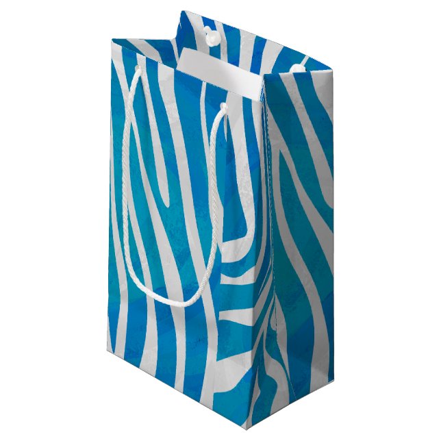 Sacola Para Presentes Pequena Zebra Blue e White Impressão (Frente inclinada)