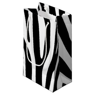 Sacola Para Presentes Pequena Zebra listra padrão preto & branco + suas ideias