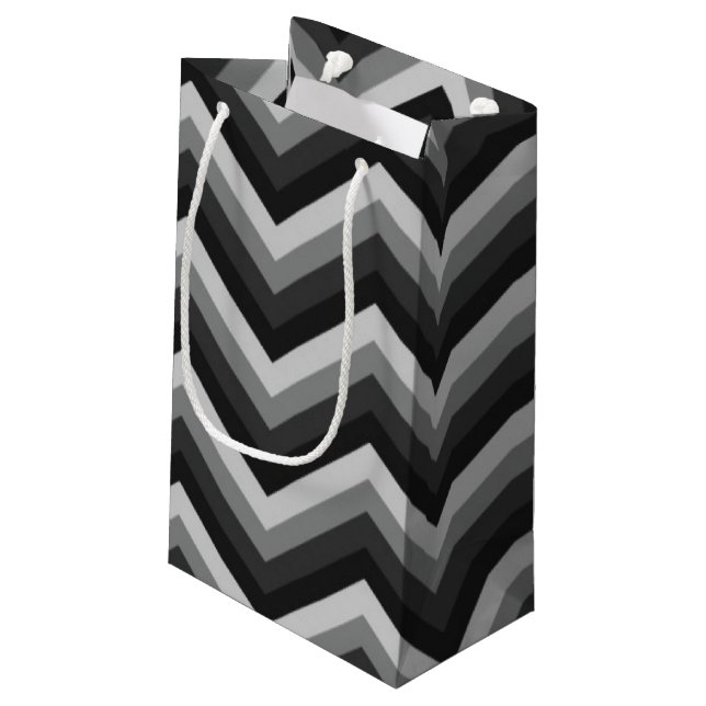 Sacola Para Presentes Pequena Ziguezague retro Chevron do teste padrão (Verso inclinado)