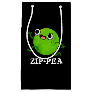 Sacola Para Presentes Pequena Zip-pea Engraçado Zippy Pea Pun Dark BG
