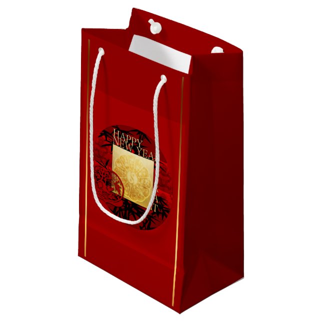Sacola Para Presentes Pequena Zodiac Yin Yang Bamboo Chinês Rato Ano 2020 SGB (Frente inclinada)