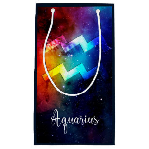 Sacola Para Presentes Pequena Zodíaco: Arco-Íris Espacial Aquário