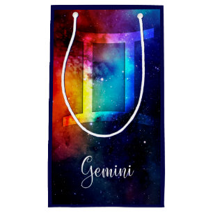 Sacola Para Presentes Pequena Zodíaco: Gemini Rainbow Space