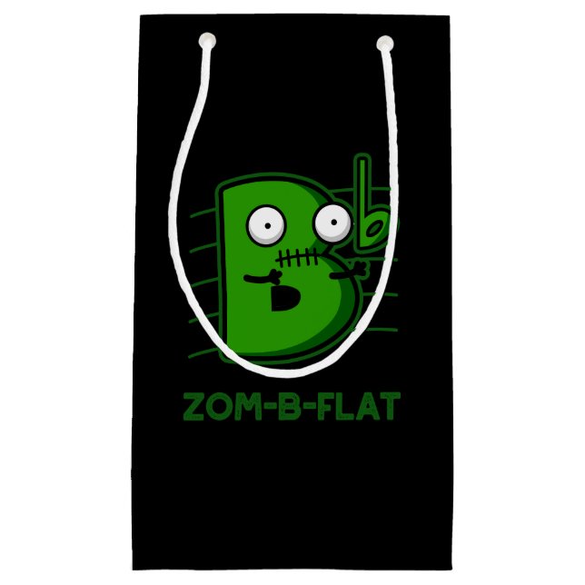 Sacola Para Presentes Pequena Zom-B-Flat Funny Zombie Music Pun Dark BG (Frente)