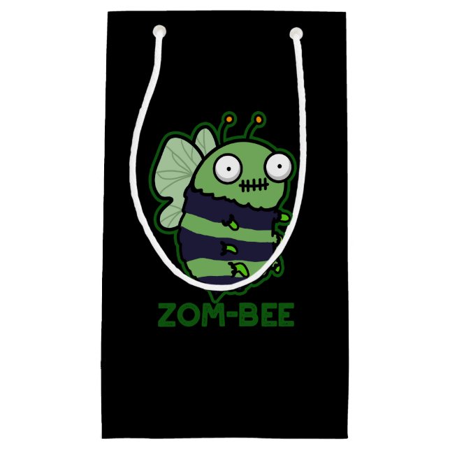 Sacola Para Presentes Pequena Zom-Bee Dia de as Bruxas engraçado Zombie Bee Pun  (Frente)