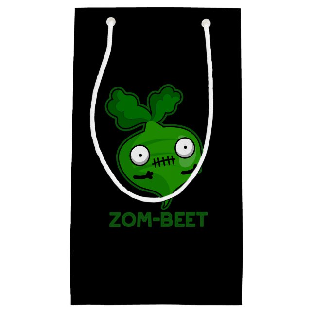 Sacola Para Presentes Pequena Zombie Engraçado Zombie Beet Dark BG (Frente)