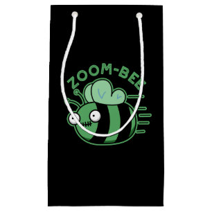 Sacola Para Presentes Pequena Zoom Bee Engraçado Zombie Bee Pun Dark BG