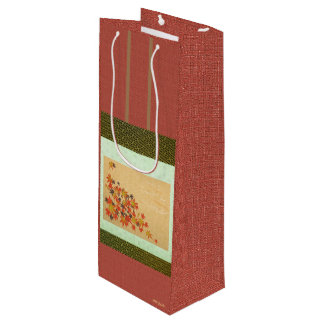 SACOLA PARA VINHO 掛け軸のようなワイン用ペーパーギフトバッグ (紅葉と流水紋)