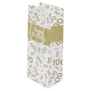 Sacola Para Vinho 100º Padrão Dourado de Números Aleatórios do Cente