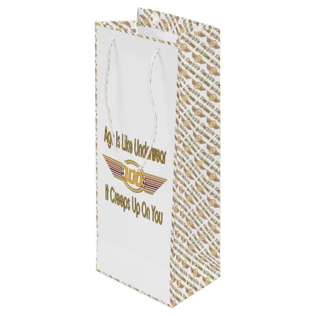 Sacola Para Vinho 100th presentes de aniversário engraçados. A idade (Verso inclinado)