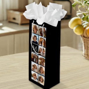 Sacola Para Vinho 11 Monograma Personalizado de Colagem de Instagram