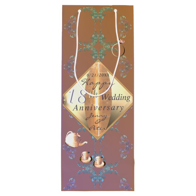 Sacola Para Vinho 18º Aniversário do Casamento Porcelain Gift Bag (Verso)