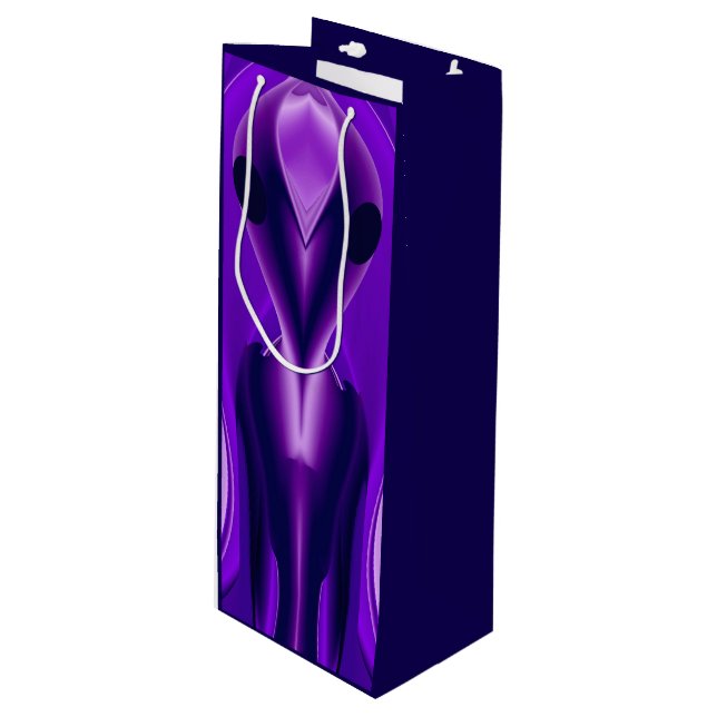 Sacola Para Vinho 3D Sonhos Roxos Arco-Íris, Alienígena (Frente inclinada)