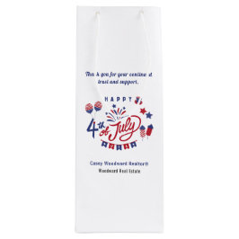 Sacola Para Vinho 4 de julho dos EUA | Apreciação de Cliente Realtor