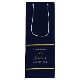 Sacola Para Vinho 50º Marinho de aniversário Dourado Partido Elegant