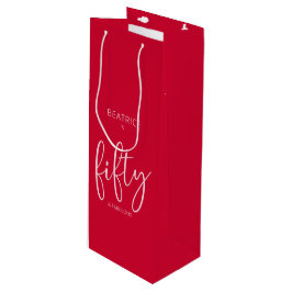 Sacola Para Vinho 50 e Fabuloso Birthday Modern Script Vermelho