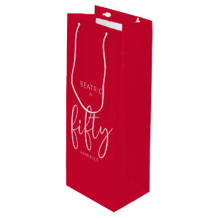 Sacola Para Vinho 50 e Fabuloso Birthday Modern Script Vermelho