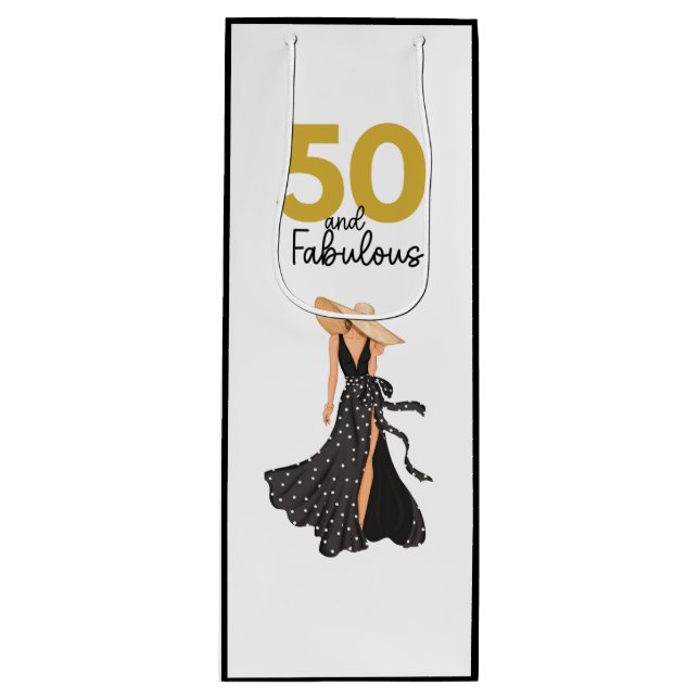 Sacola Para Vinho 50 e fabuloso Black e Dourado Gift Bag (Frente)