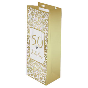 Sacola Para Vinho 50 e fabuloso padrão de espiral Dourada decorativa