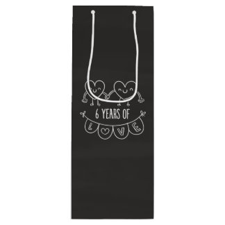 Sacola Para Vinho 6 Anniversário Gift Chalk Hearts